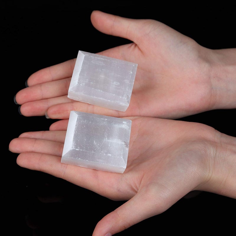 JIC Gem 4pcs White Square Cabinet Knobs Selenite Crystal Stone Handle Pulls Large for Drawer Kitchen Cabinets Wardrobe - Image 4